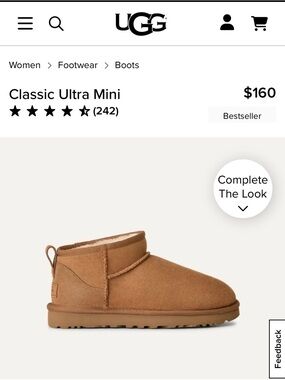 UGG Classic Ultra Mini Chestnut Suede Shearling Boot, New in box